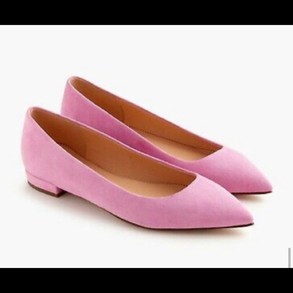 JCREW suede flats. Pink sun drenched peony color